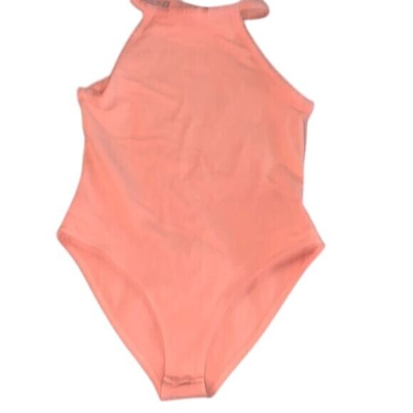 Peach Halter Bodysuit With Snap Closure Forever 21 Womens S - Picture 1 of 6